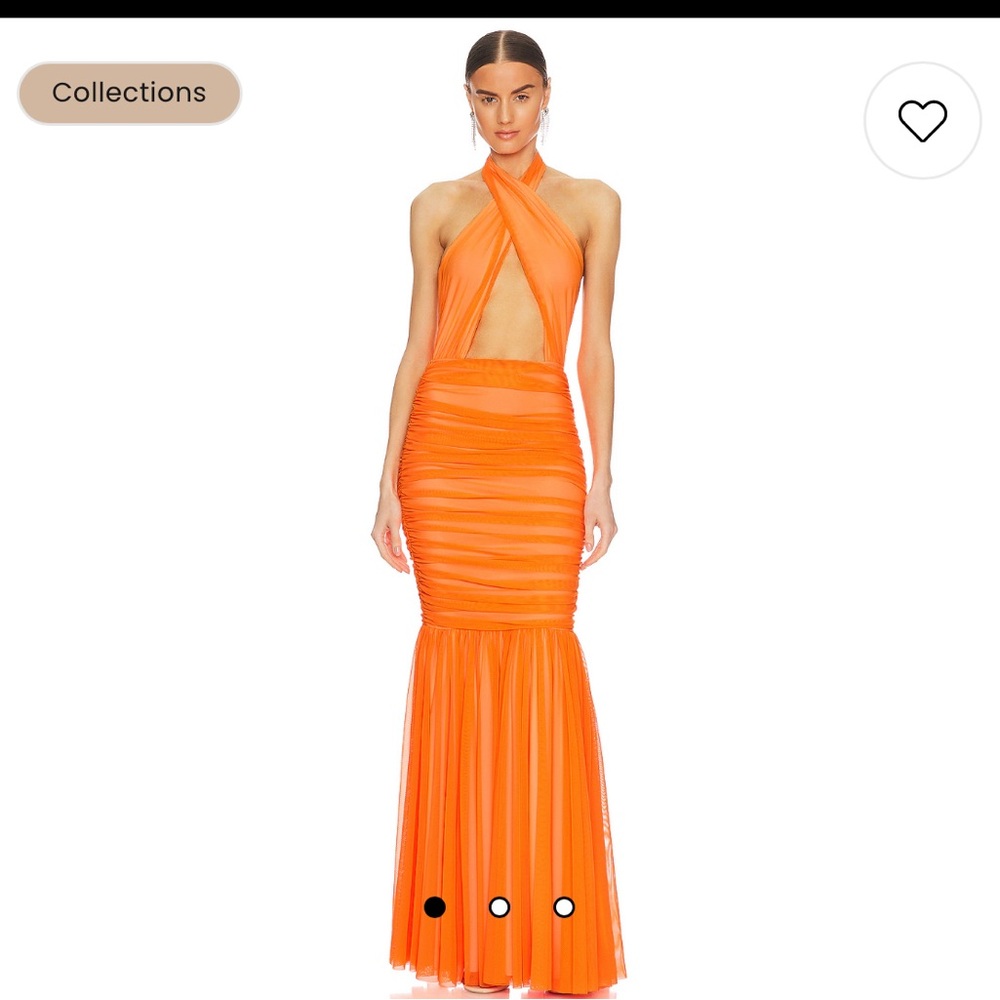 NWT Norma Kamali Cross Halter Fish tail gown in neon orange